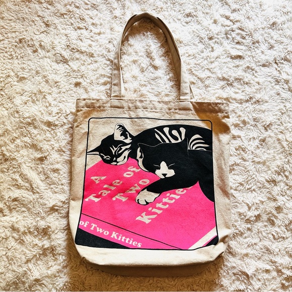 SOLD - Tale of Two Kitties canvas bag - Picture 1 of 3